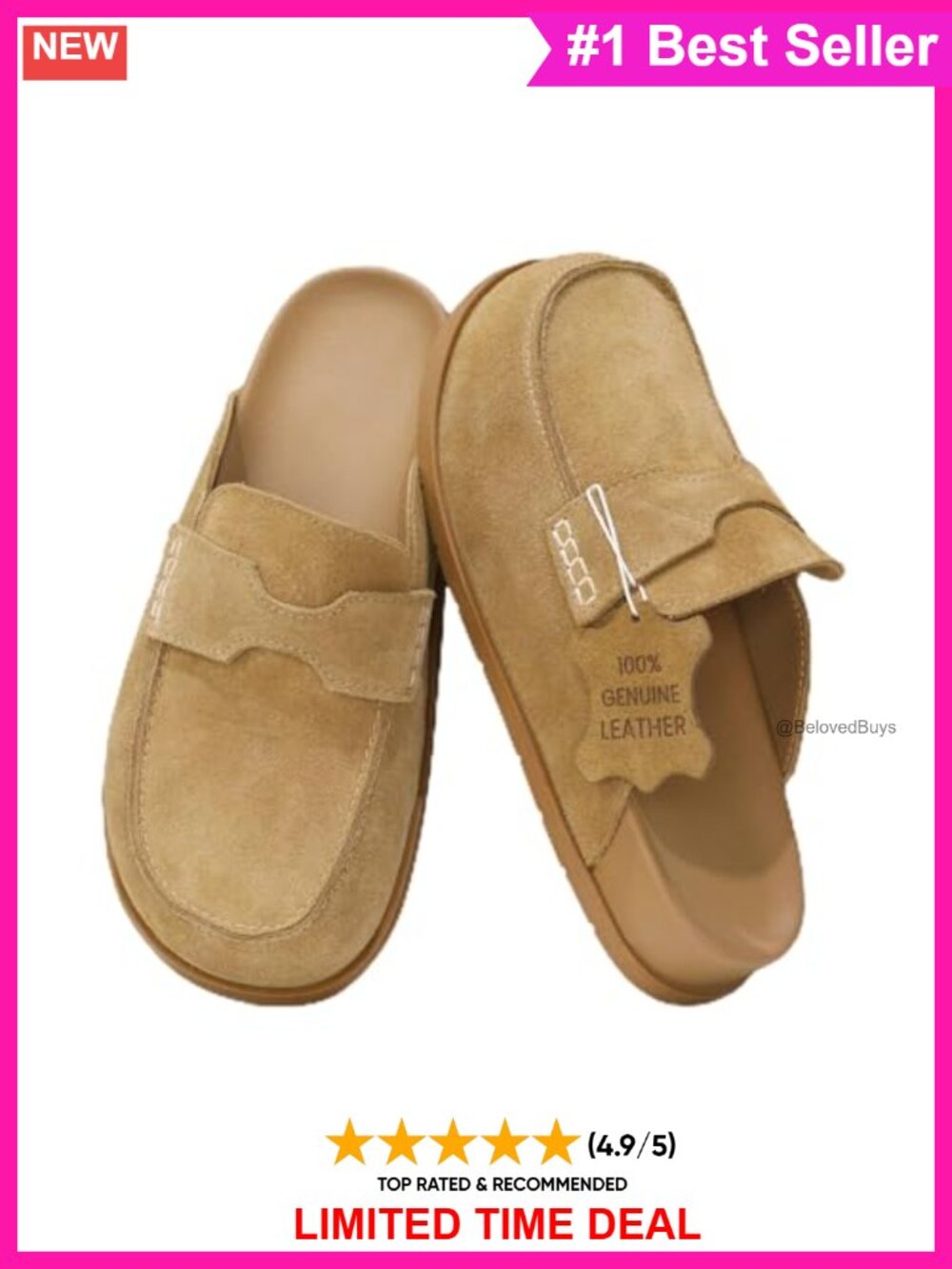 Genuine Suede Clogs Slip On Mules Memory Foam Platform Comfort Shoes